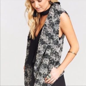 Show Me Your MuMu Fausta Black and Gray Faux Fur Vest Size Large